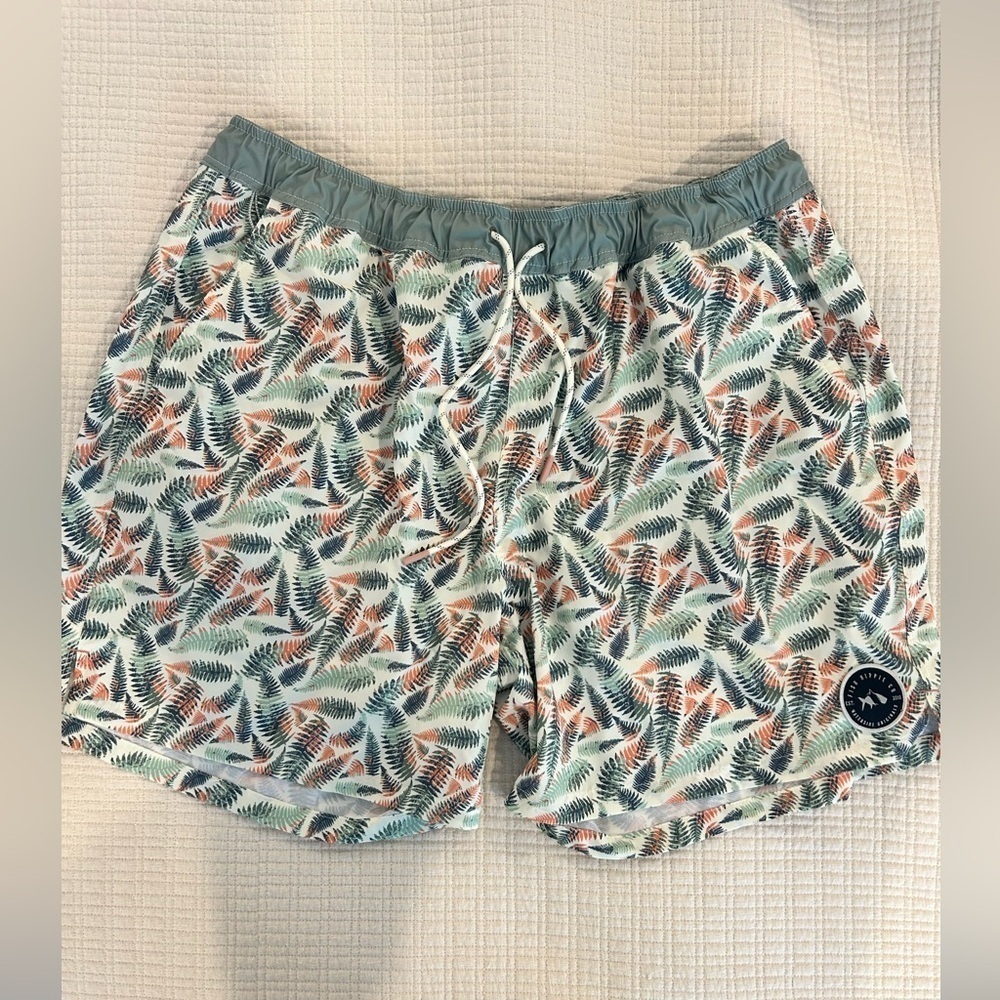Fish Hippie Co. Meridian Volley Swim Shorts Tropical Palm-Mens XXL- MSRP $65
